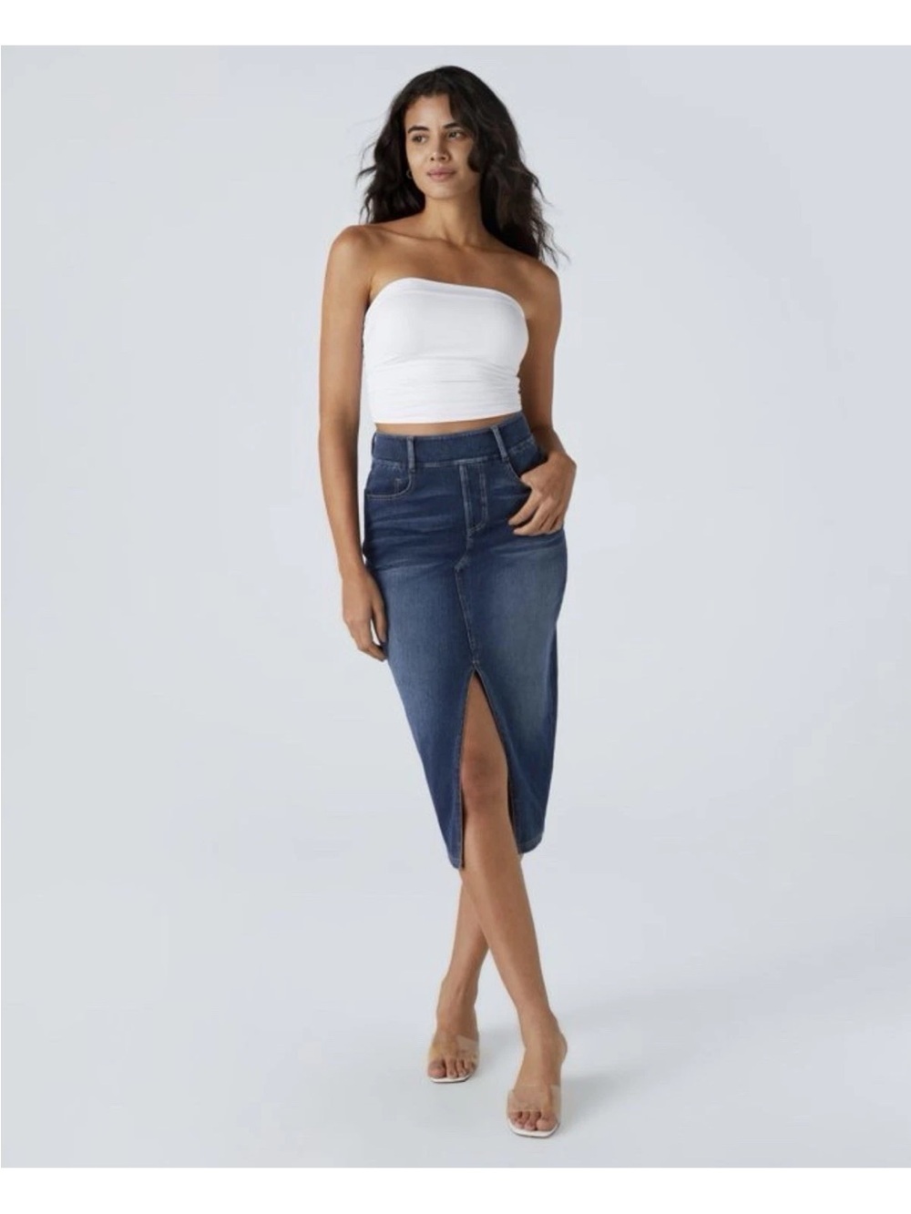 Halara Denim Midi Skirt stretch XL NEW WITH TAG PENCIL SKIRT